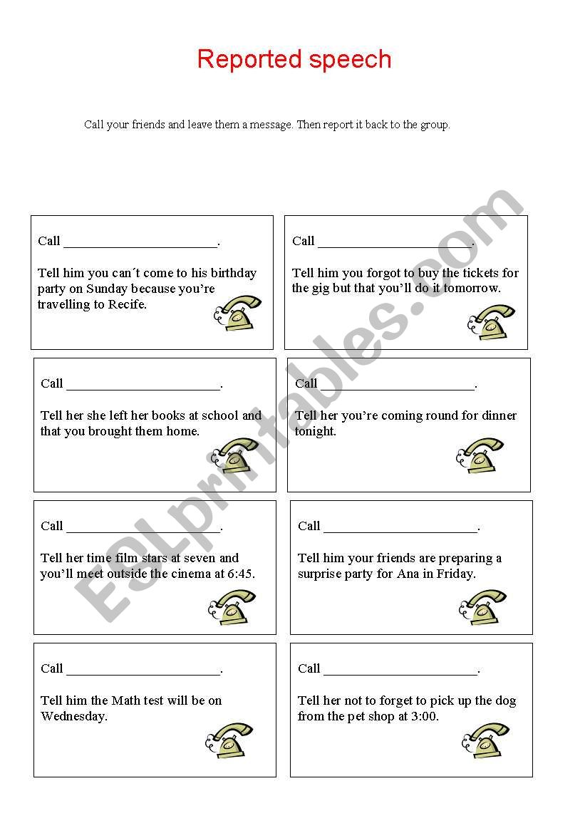 Phone Calls worksheet