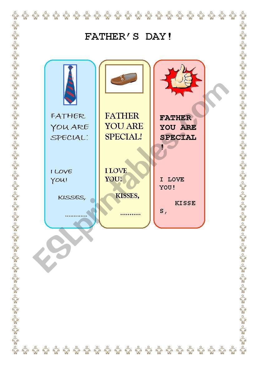 Fathers day! - Bookmarks worksheet