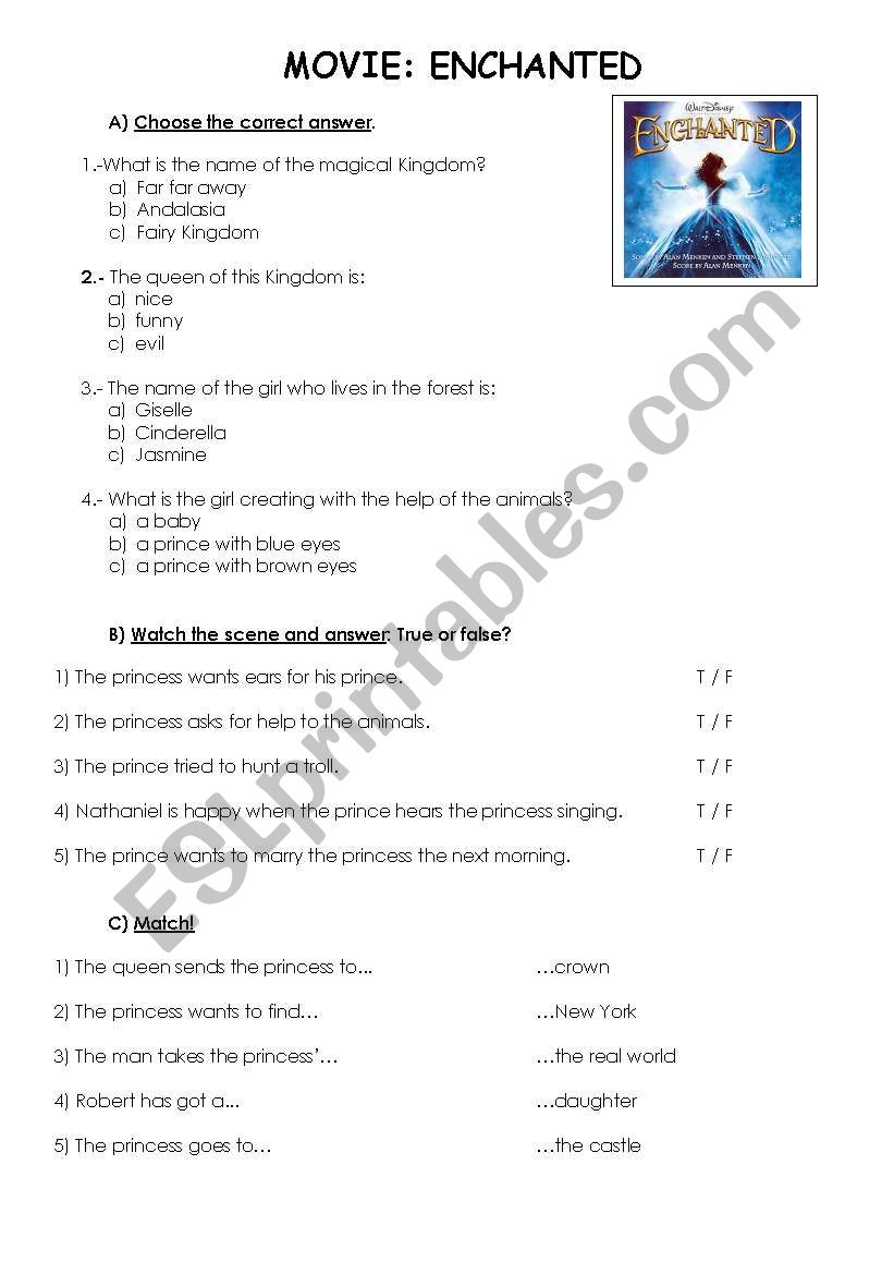 Enchanted - movie worksheet