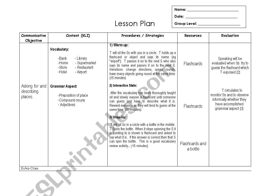 lesson plan worksheet