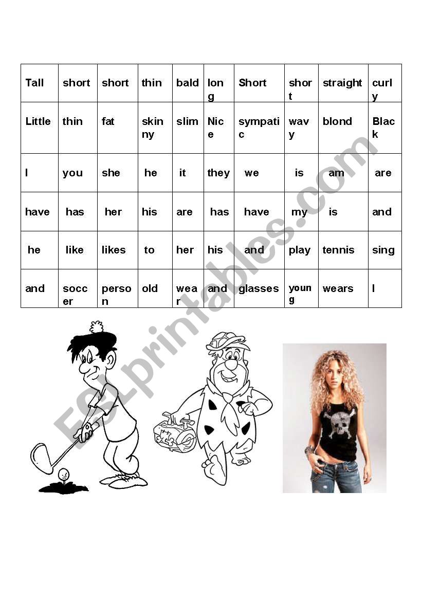 Physical Descriptions worksheet