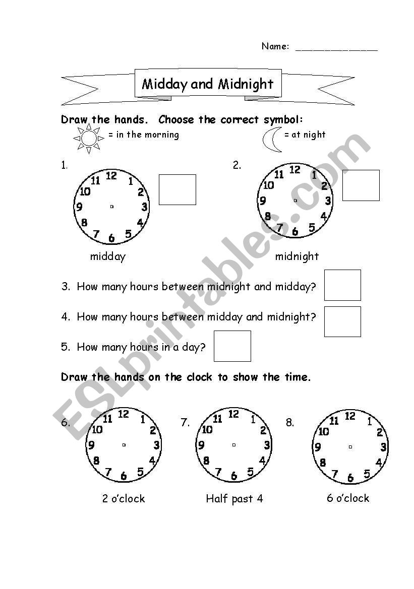 midnight and midday worksheet