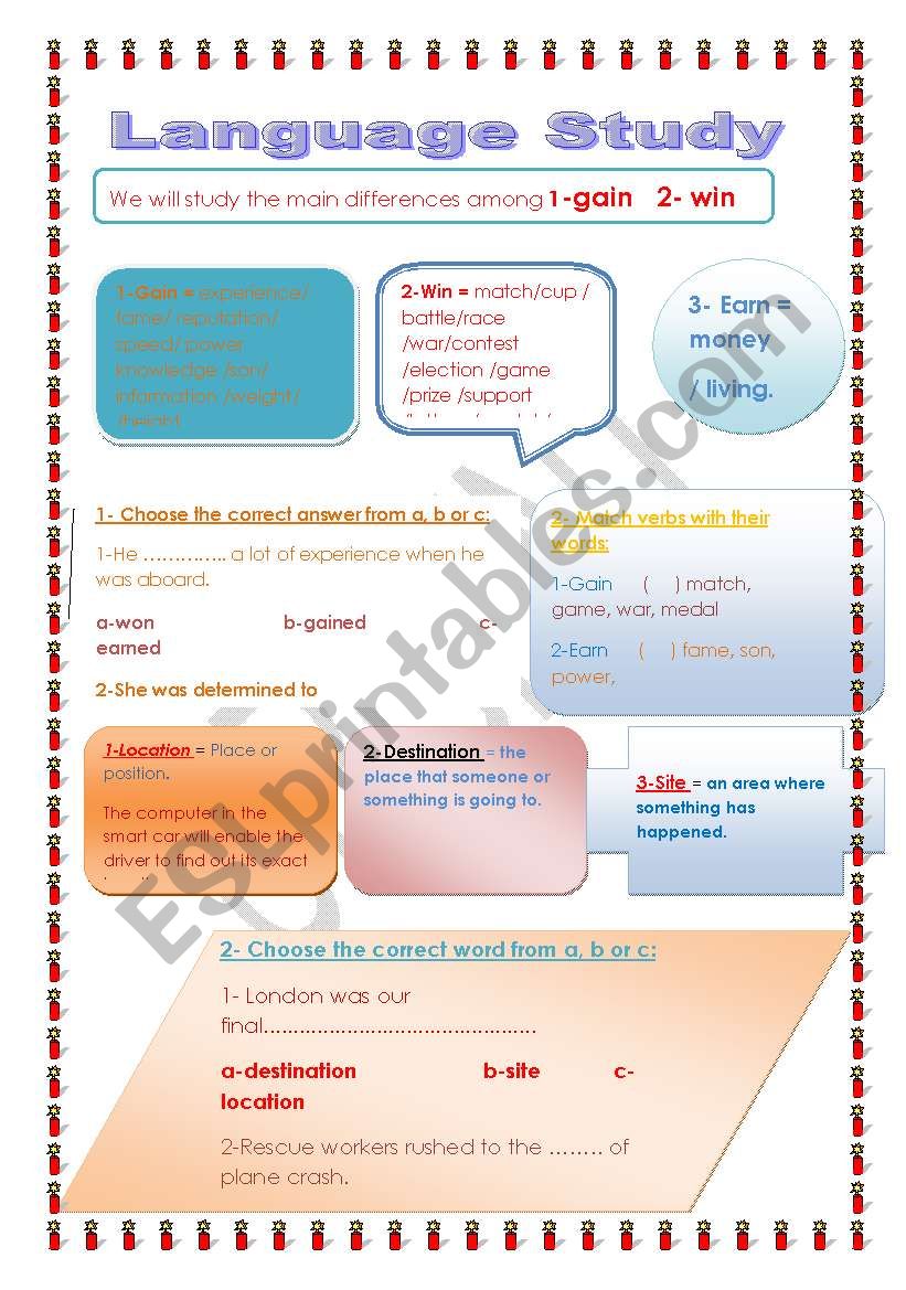 language study. worksheet