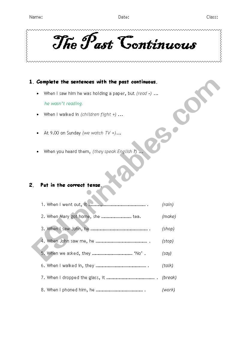 The Past Continuous worksheet