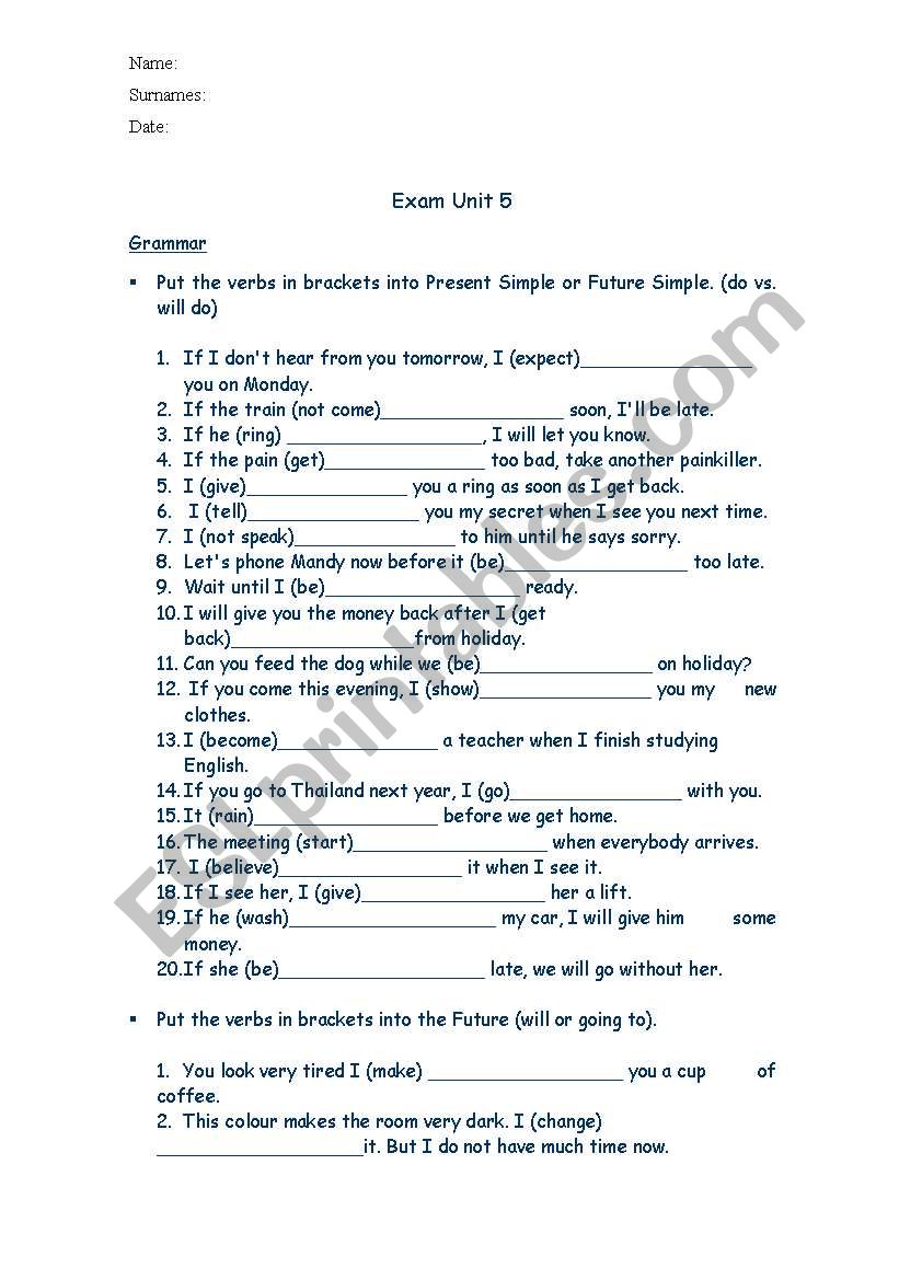 will vs going to  worksheet