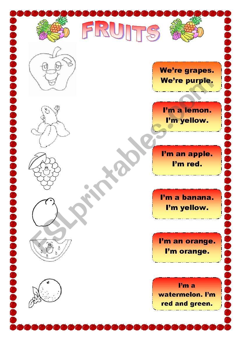 FRUITS worksheet