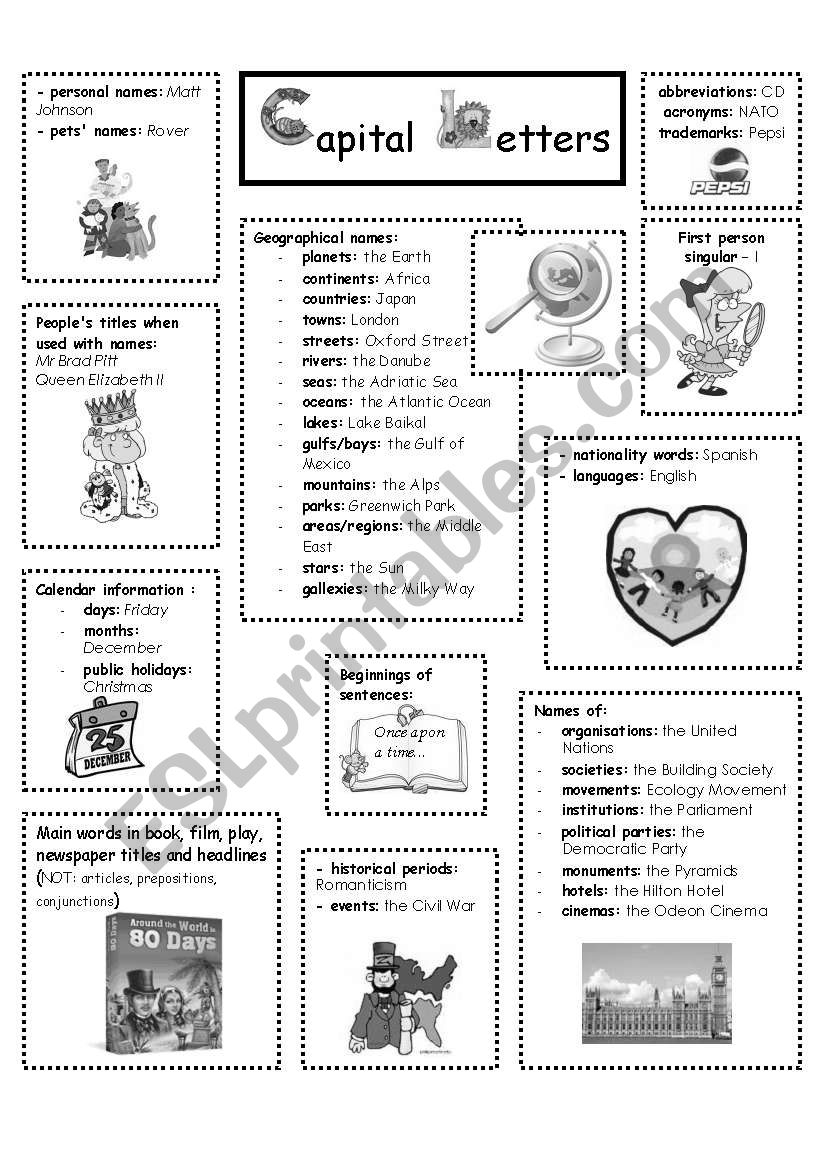 CAPITAL LETTERS (B&W) worksheet