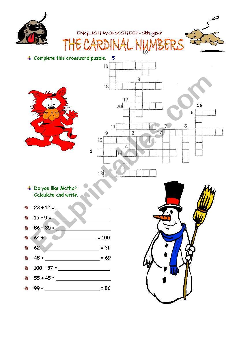 Cardinal Numbers worksheet