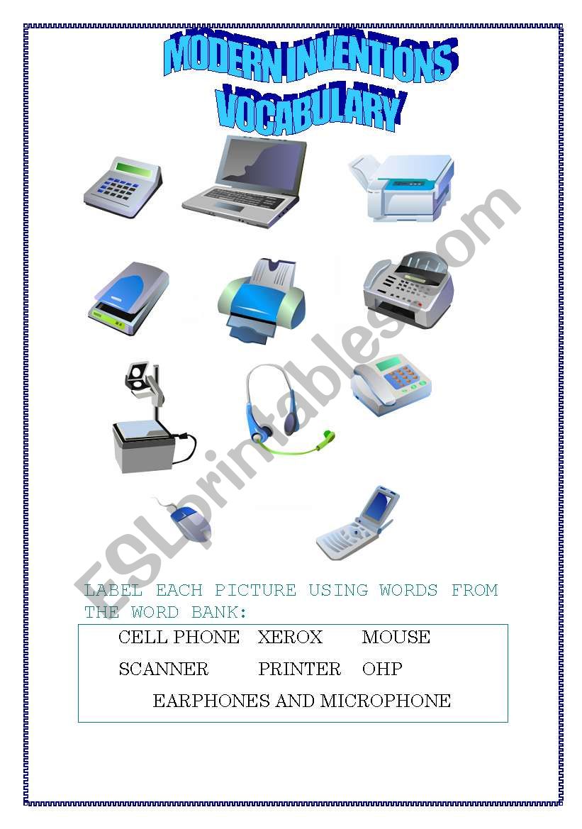 MODERN INVENTIONS worksheet