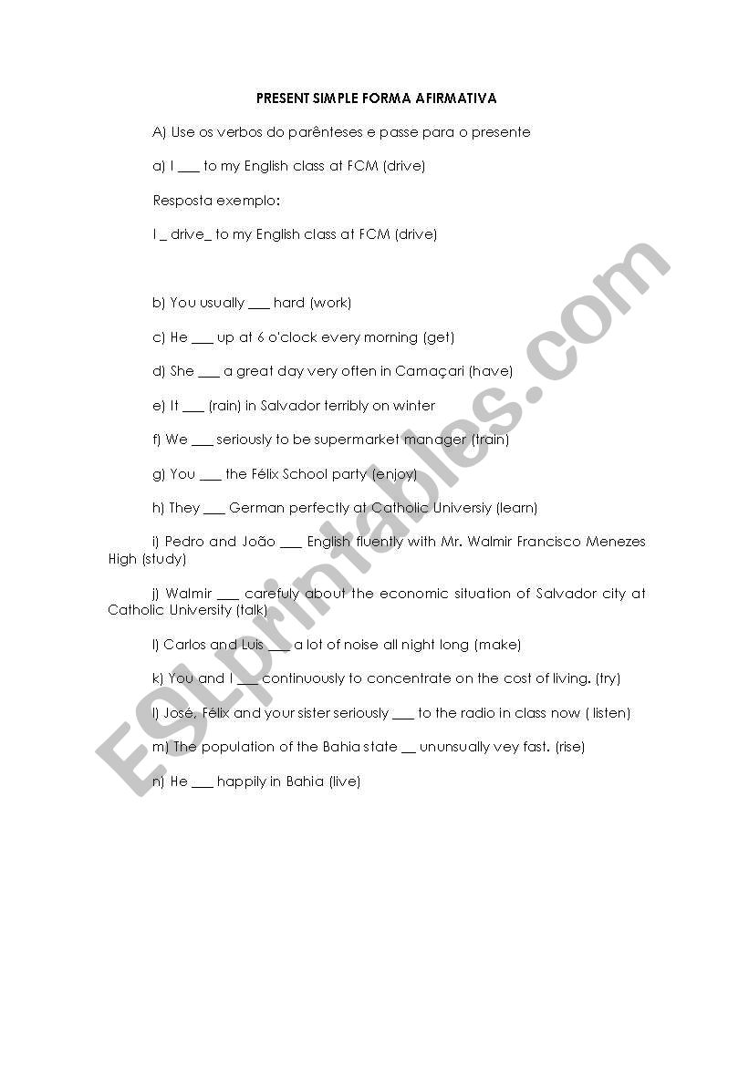 PRESENT SIMPLE FORMA AFIRMATIVA