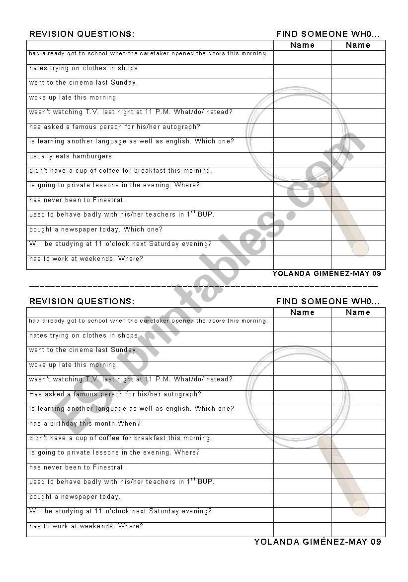 Revise interrogative of different verbal tenses