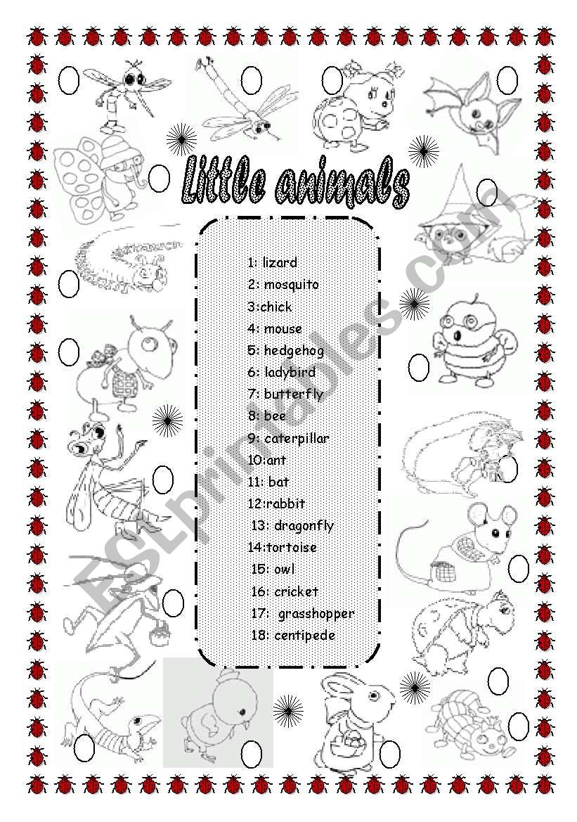 Little animals to number worksheet