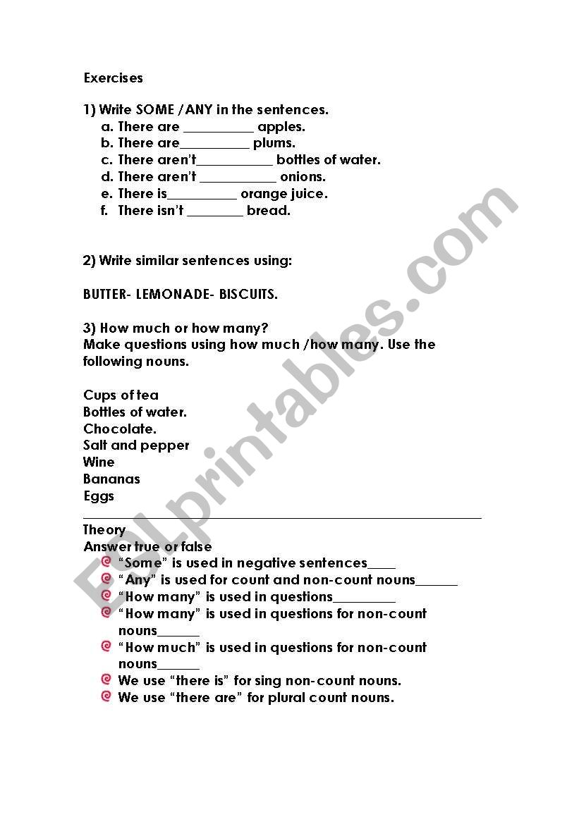 countables/non-countables worksheet