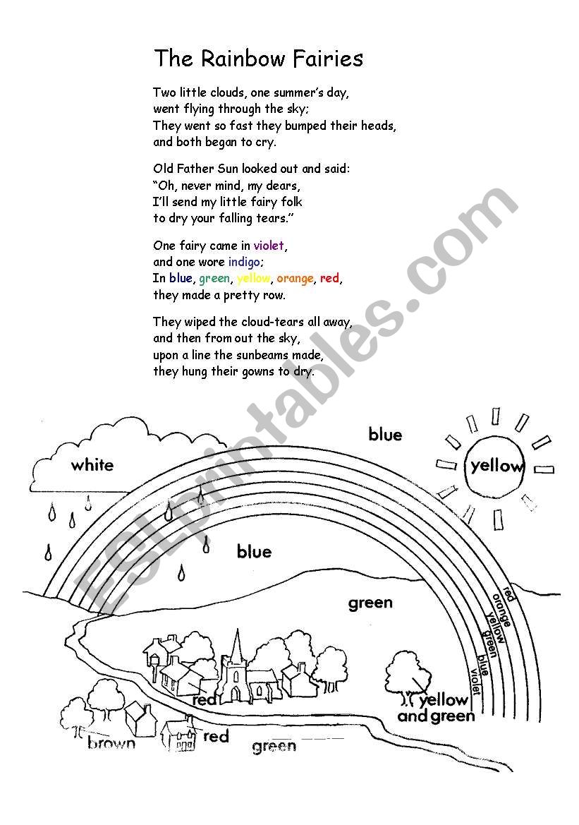 The rainbow fairies worksheet