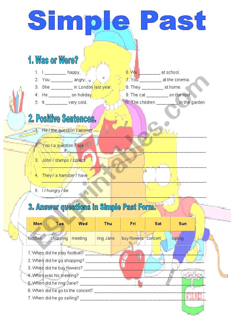 Mixed Exercises - Simple Past worksheet
