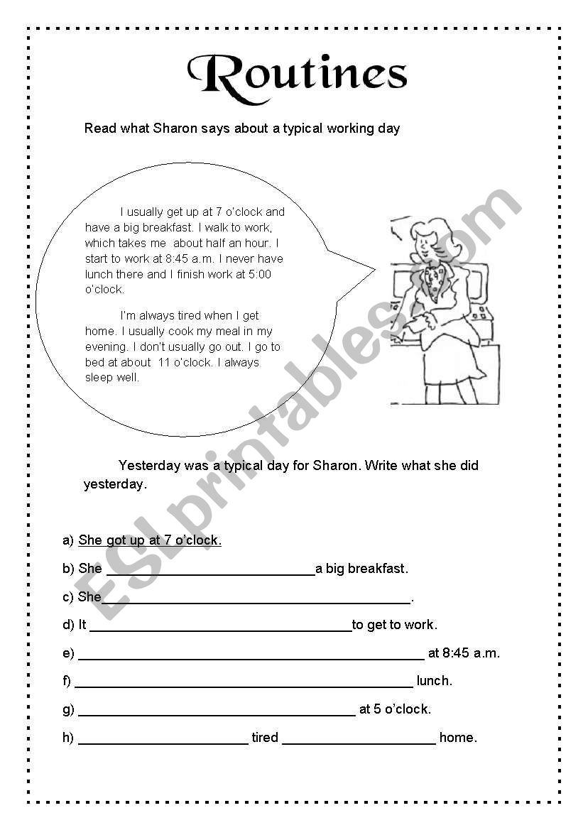 Routines in the past simple worksheet