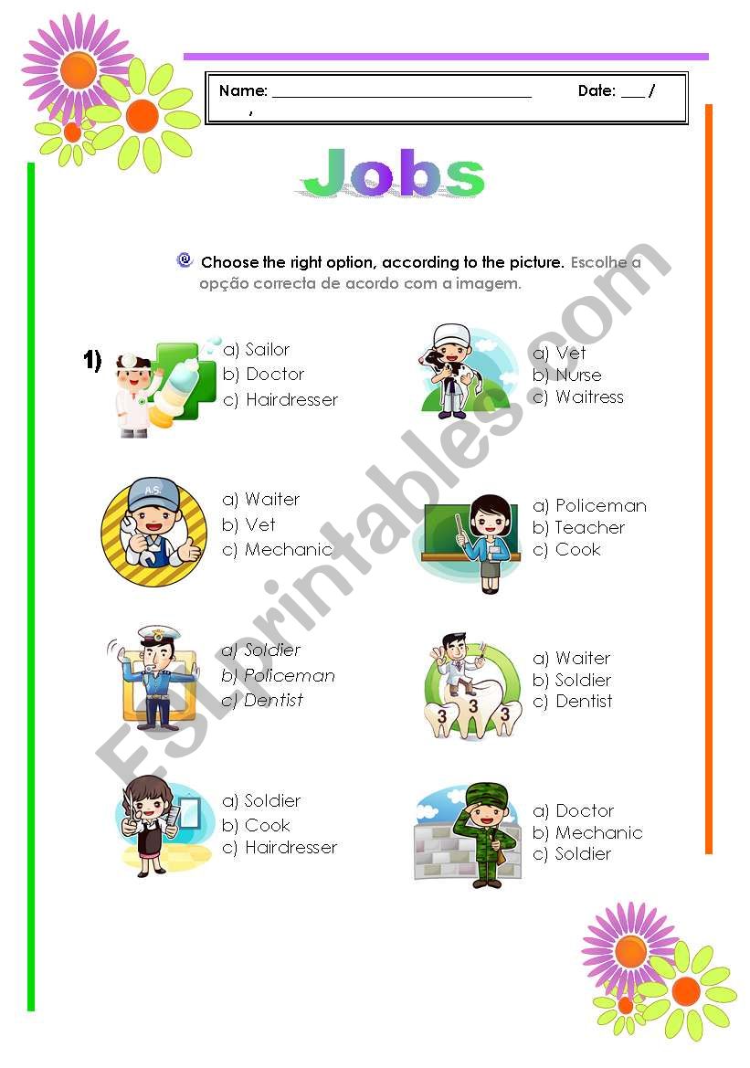 Jobs worksheet worksheet