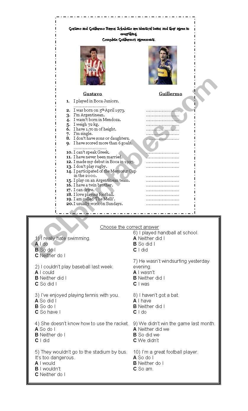 Agreement - Disagreement  worksheet