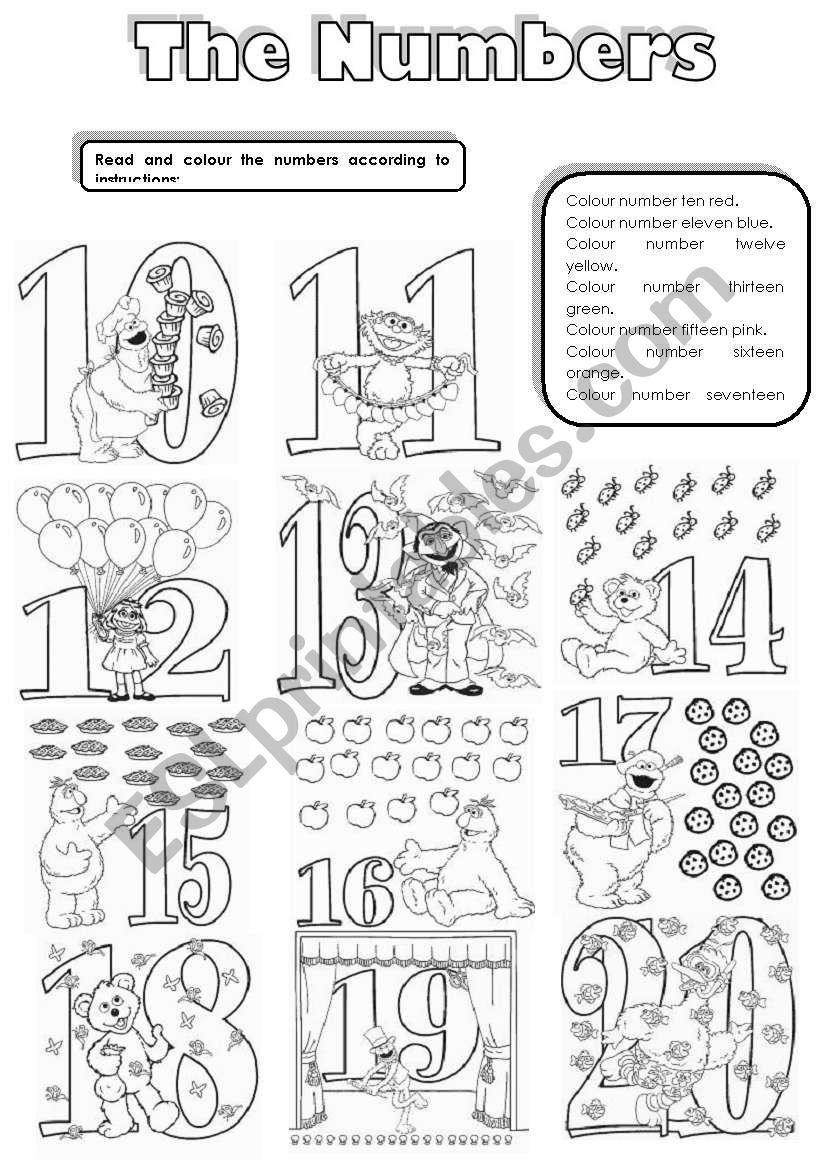 Numbers and colours II worksheet