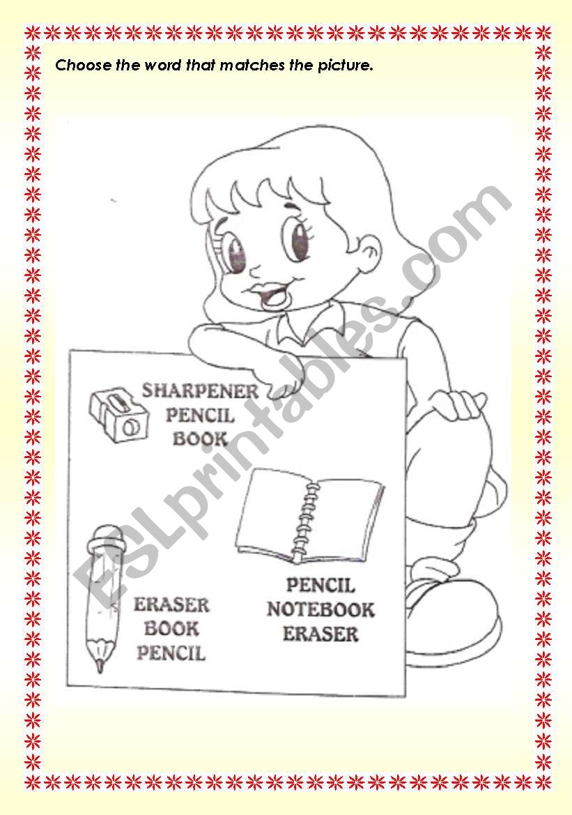 Classroom items worksheet