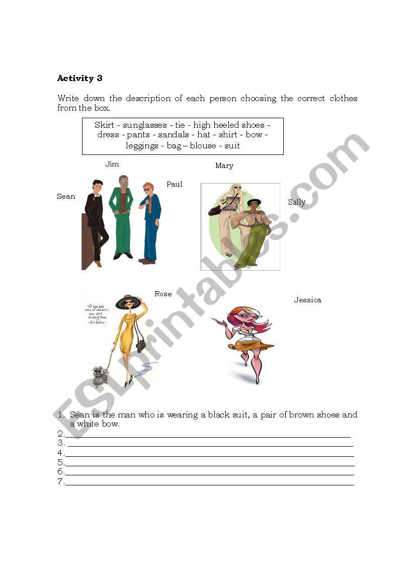 Clothes worksheet