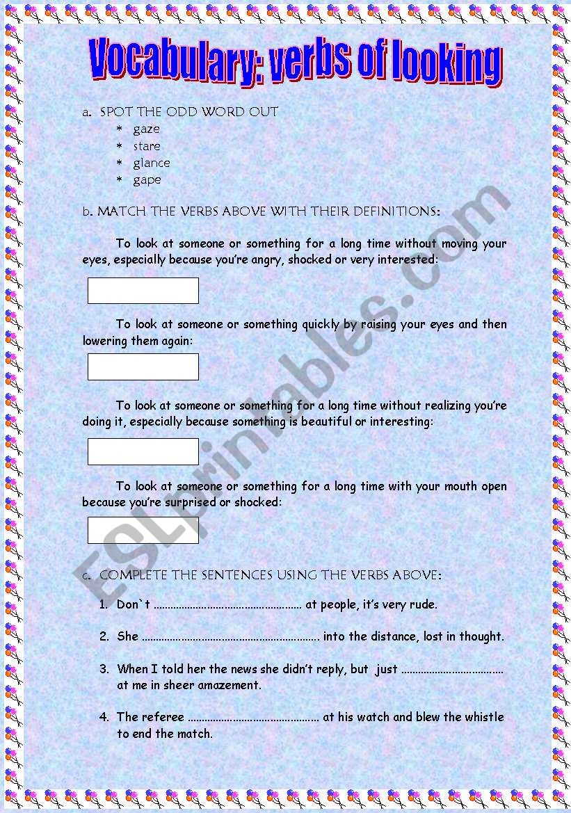Verbs of looking worksheet