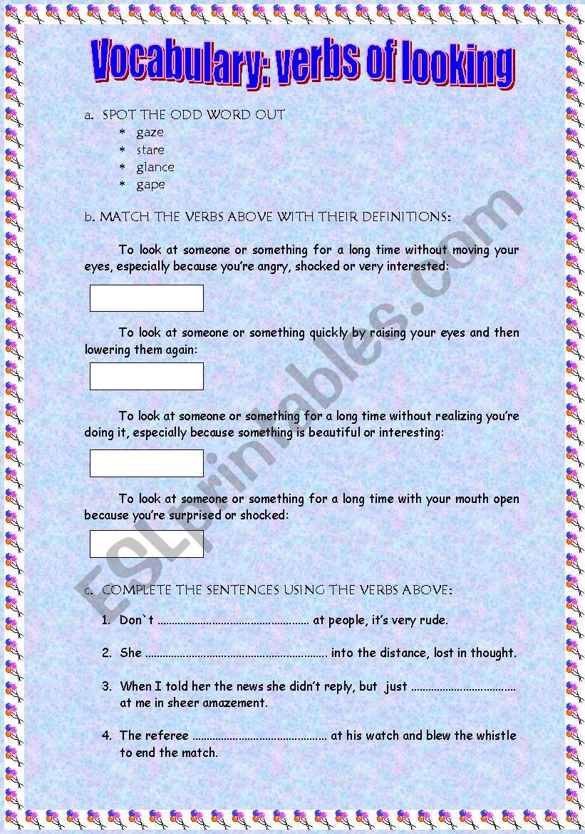 Verbs of looking worksheet