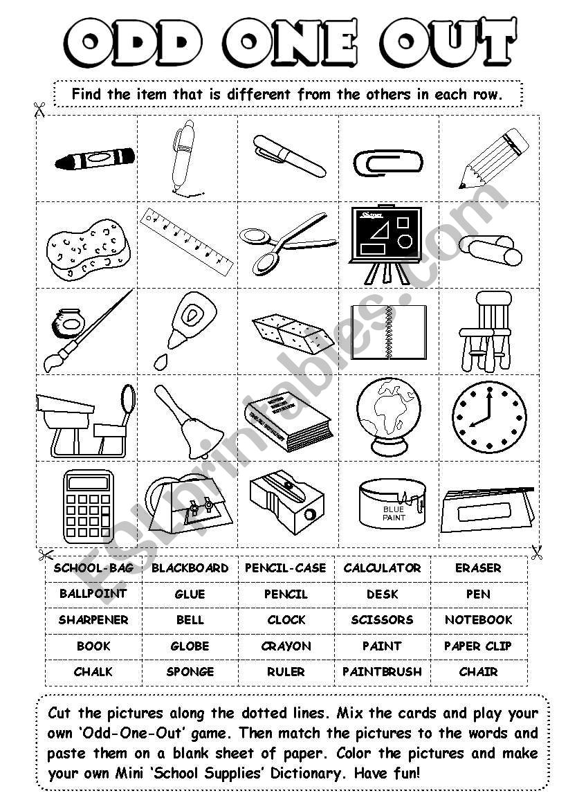 Odd-One-Out (series) - school supplies