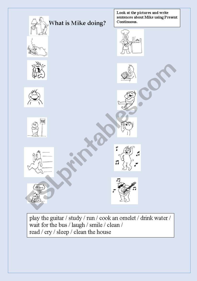 What is Mike doing? worksheet