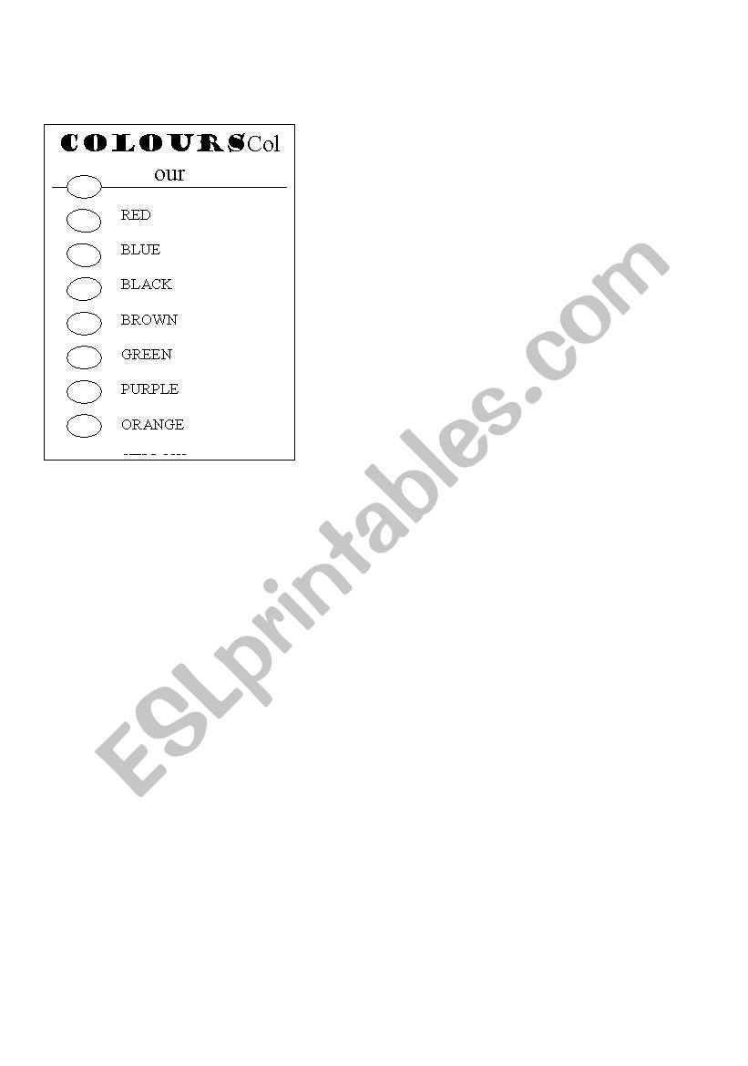 Colours worksheet