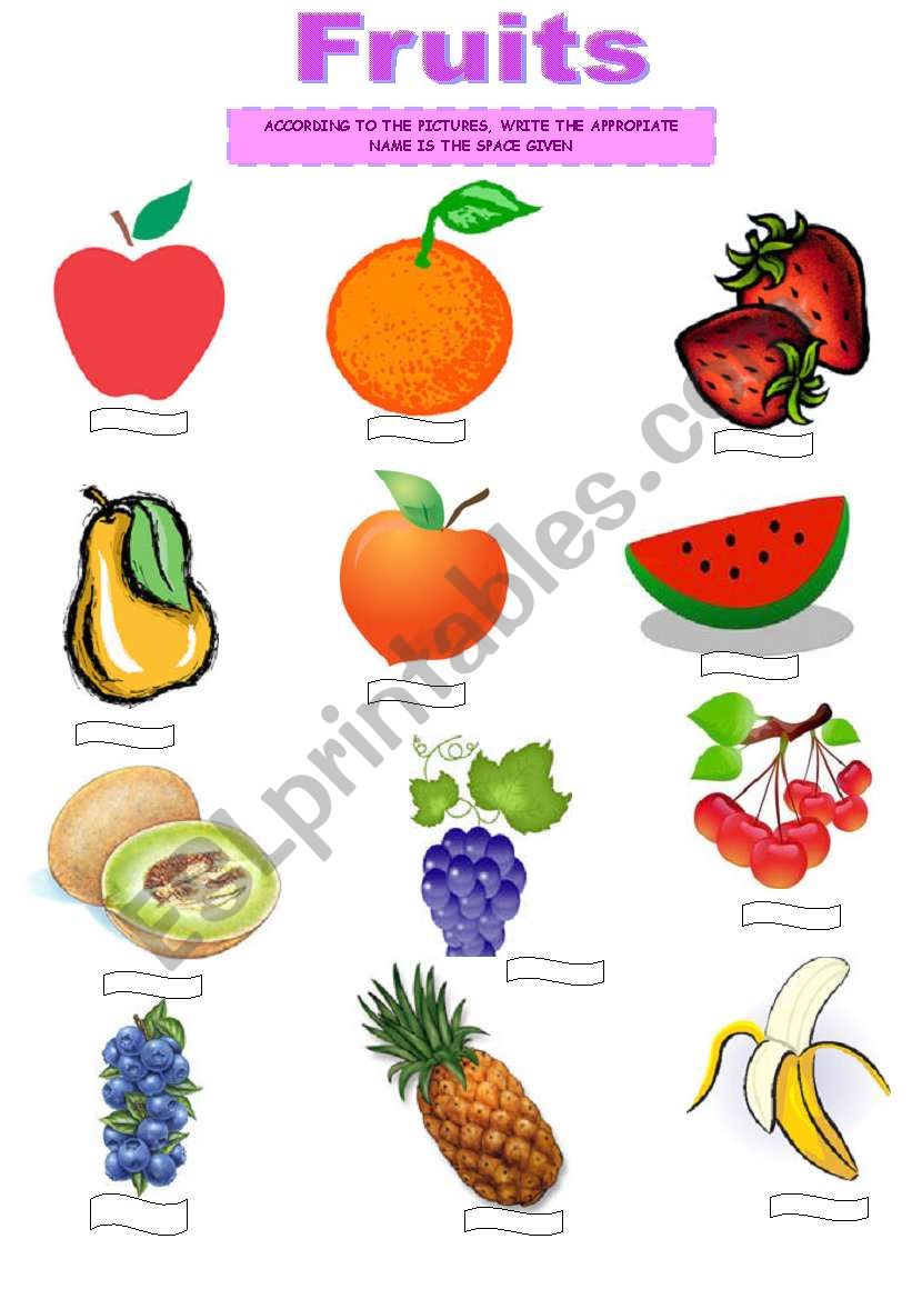 Fruits worksheet