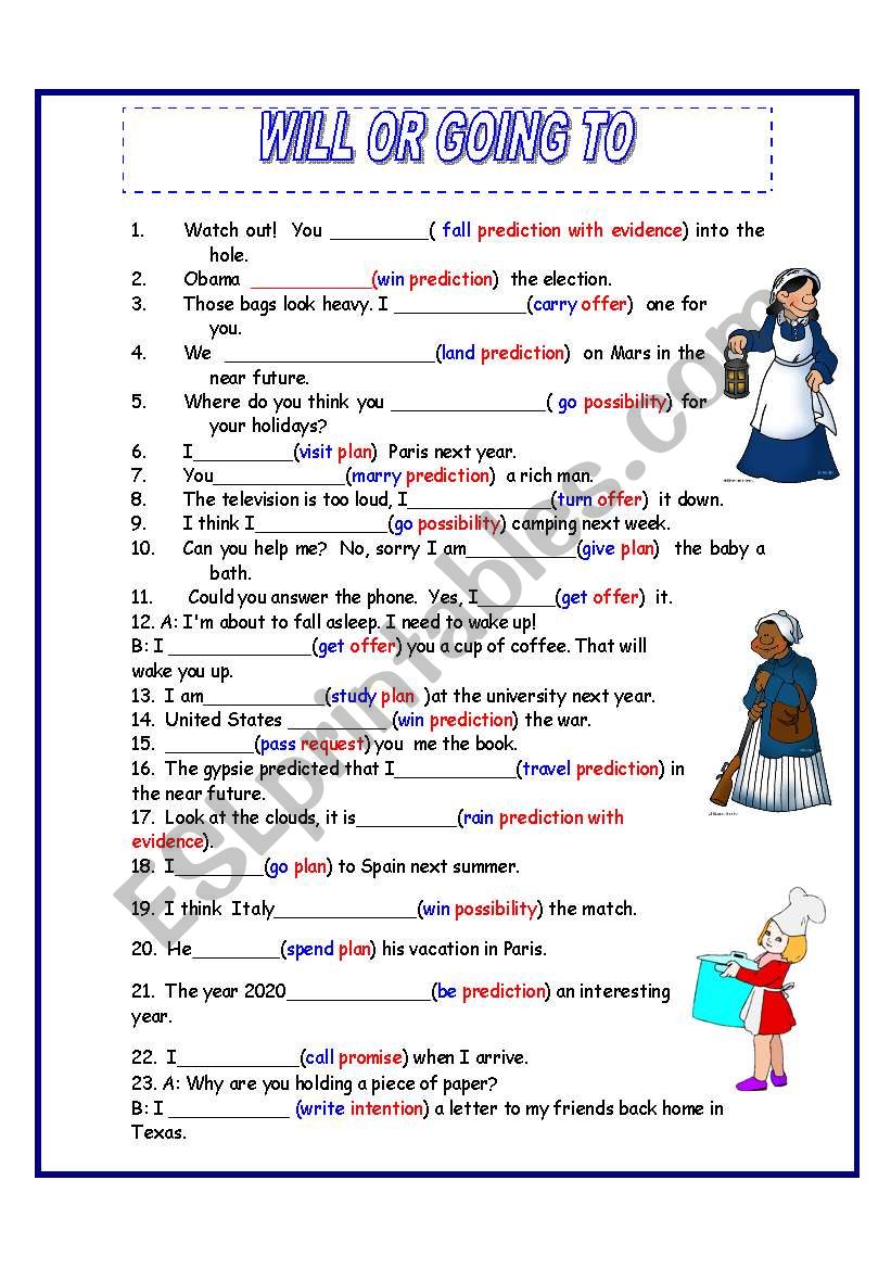 WILL VS. GOING TO worksheet