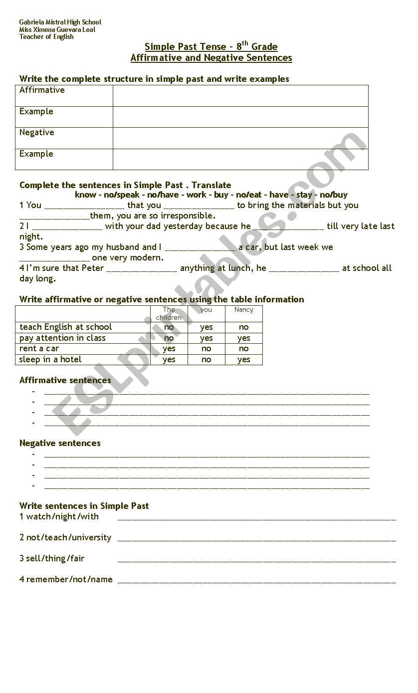simple past tense worksheet