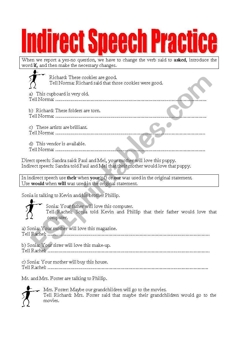 Reported Speech worksheet