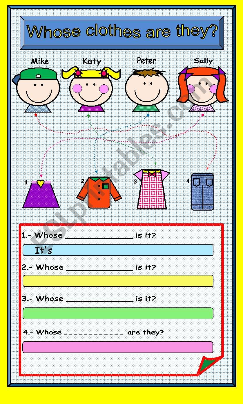 WHOSE CLOTHES ARE THEY? worksheet
