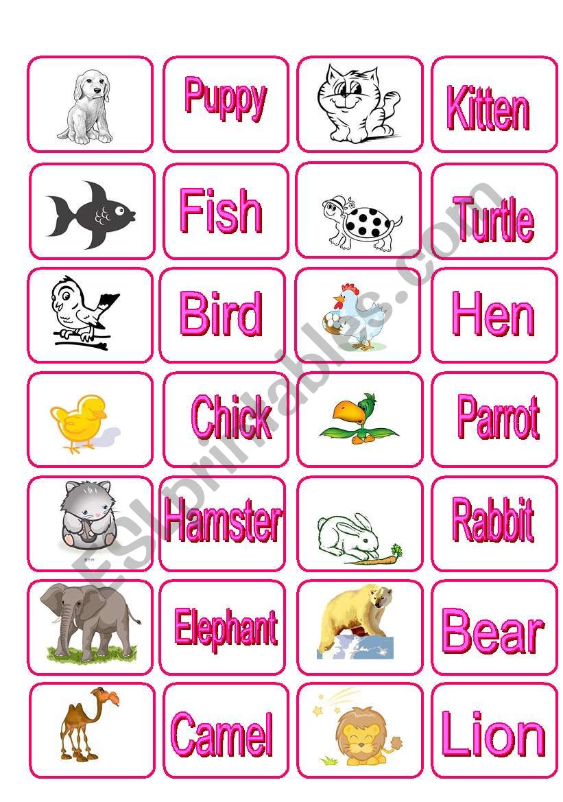 Animals Memory Game worksheet