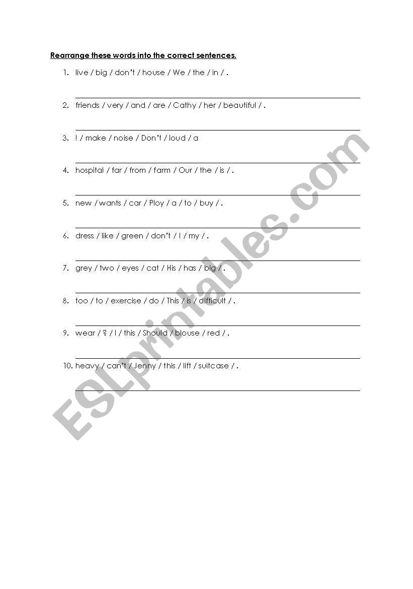 Jumbled Sentences worksheet