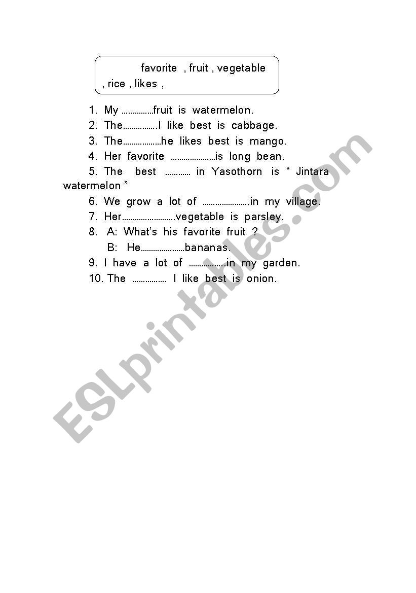vocabulary worksheet