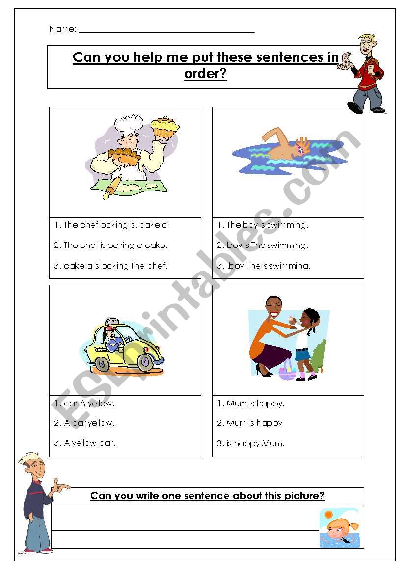 Sentence structure worksheet