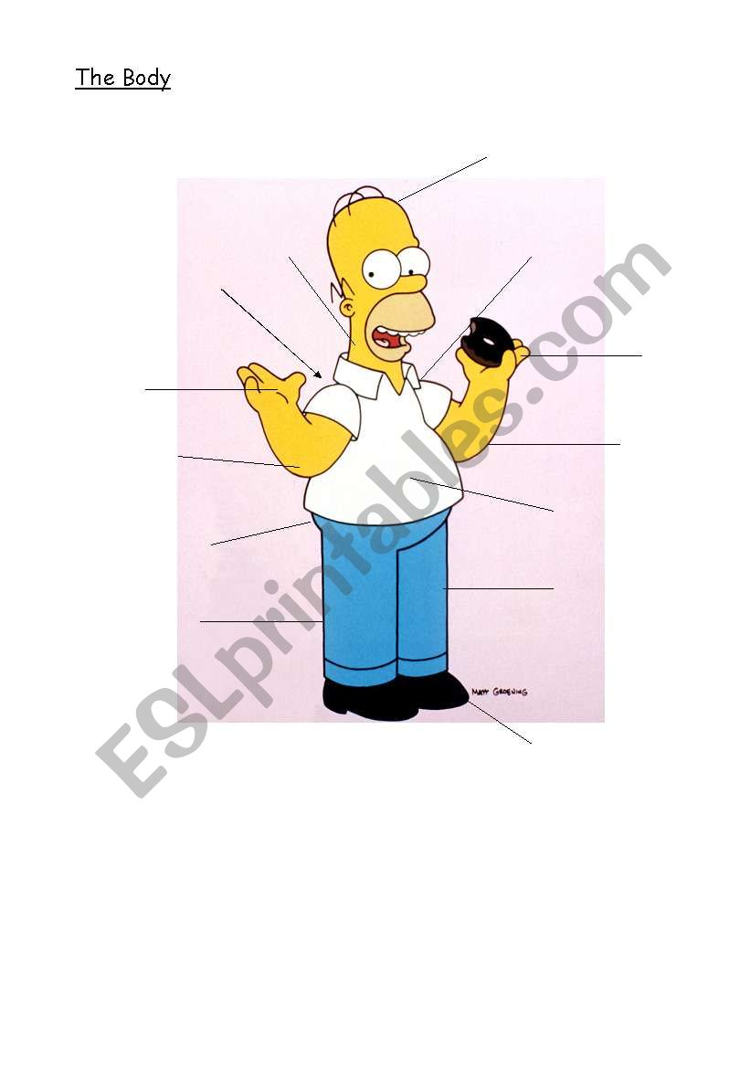Body Homer Simpson worksheet