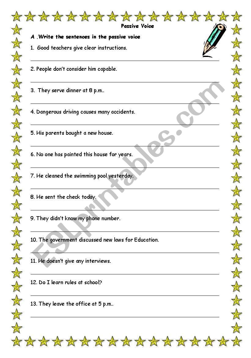 passive voice worksheet