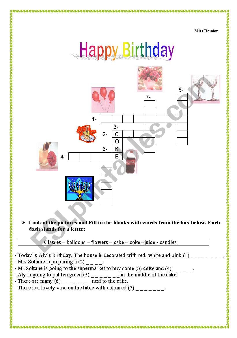 Happy Birthday worksheet