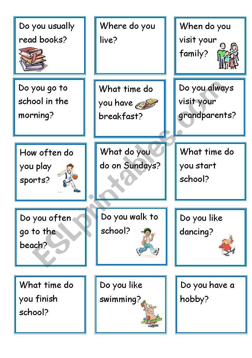 Routine cards worksheet