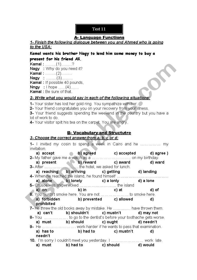 excellent test for  grade ten (3)