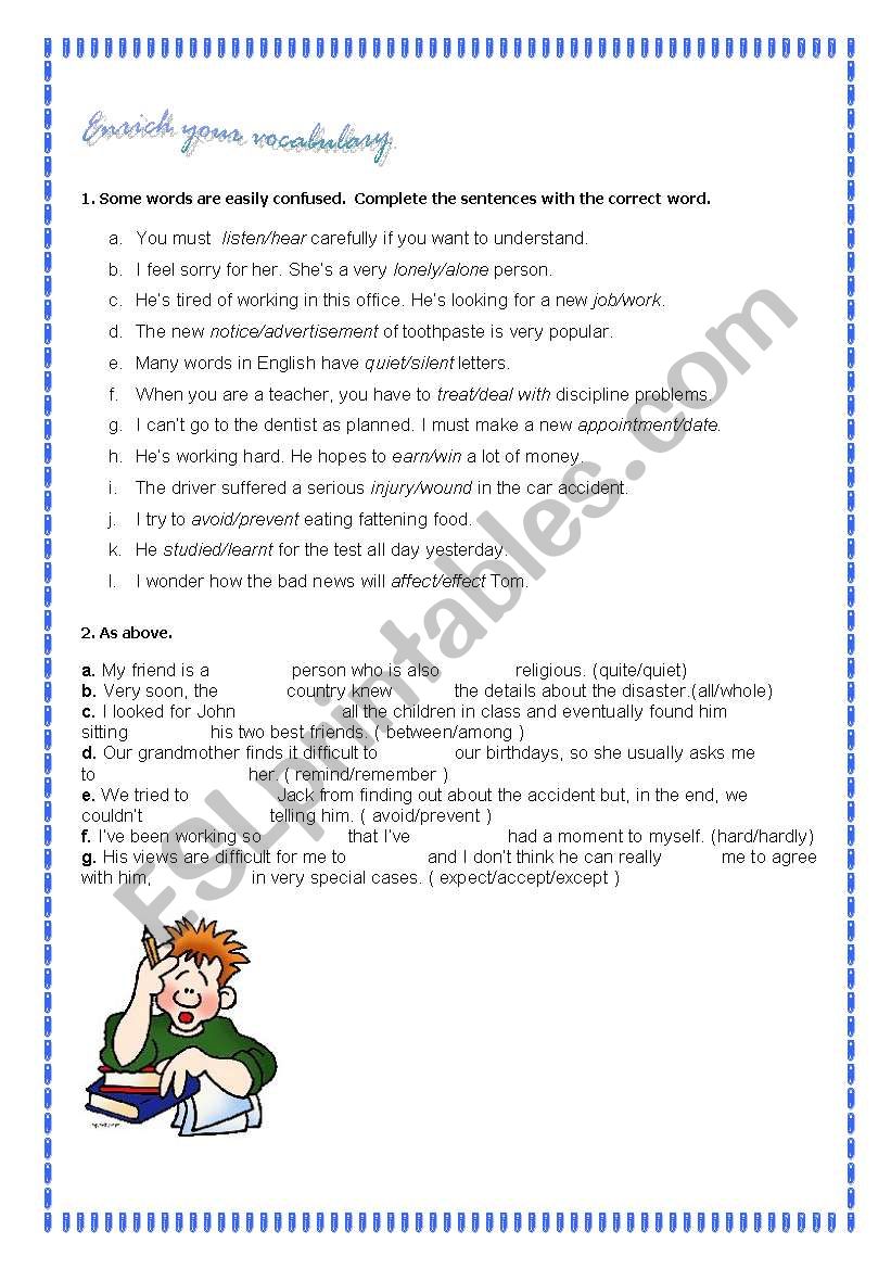 Enrich your vocabulary worksheet