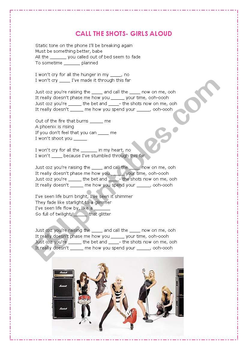 Call the shots- Girls Aloud worksheet