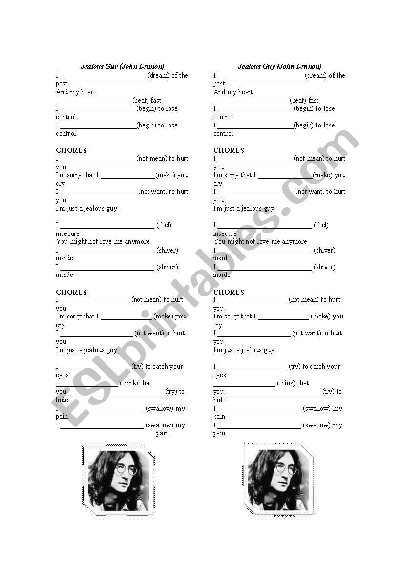 song past continuous worksheet