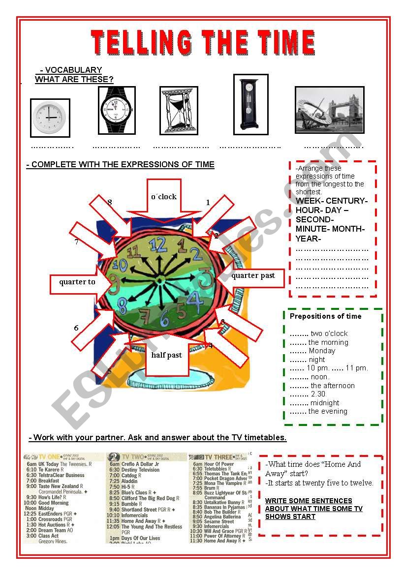 TELLING THE TIME worksheet