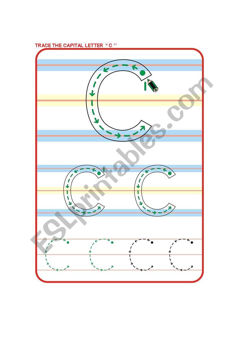 Trace the letter C worksheet