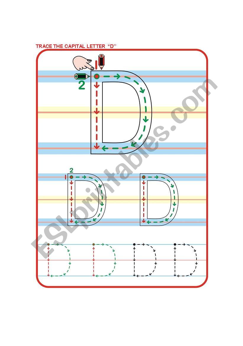 Wrtie the letter D worksheet